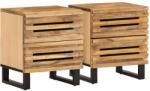 vidaXL 2 db tömör nyers mangófa éjjeliszekrény 40 x 34 x 46 cm (377427)