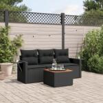 vidaXL 4 részes fekete polyrattan kerti ülőgarnitúra párnákkal (3256762)