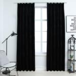 vidaXL 2 db fekete bársony sötétítőfüggöny kampókkal 140 x 225 cm (134493)