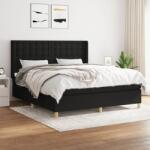 vidaXL fekete szövet rugós ágy matraccal 180 x 200 cm (3132331)