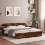 vidaXL füstös tölgy színű ágykeret fejtámlával 160 x 200 cm (3207473)