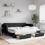 vidaXL fekete kihúzható szövet heverő fiókokkal 80 x 200 cm (3196867)