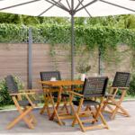 vidaXL 4 db fekete polyrattan és tömör fa összecsukható kerti szék (3214556)