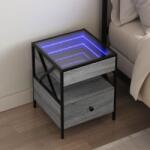 vidaXL szürke sonoma végtelen hatású LED-es éjjeliszekrény 40x40x51 cm (3284104)