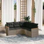 vidaXL 5 részes szürke polyrattan kerti ülőgarnitúra párnákkal (3225962)