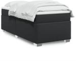 vidaXL fekete műbőr rugós ágy matraccal 90 x 200 cm (3285193)