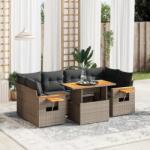 vidaXL 7 részes szürke polyrattan kerti ülőgarnitúra párnákkal (3273419)