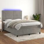 vidaXL világosszürke bársony rugós és LED-es ágy matraccal 140x190 cm (3136179)