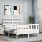 vidaXL fehér tömör fenyőfa ágy matrac nélkül 140x190 cm (3191887)