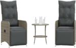 vidaXL 2 db szürke polyrattan dönthető kerti szék asztallal (365707)