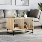 vidaXL sonoma tölgy színű dohányzóasztal üvegajtókkal 68, 5x50x50 cm (836541)