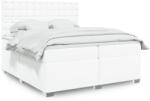 vidaXL fehér műbőr rugós ágy matraccal 200 x 200 cm (3293037)