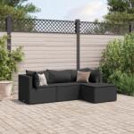 vidaXL 4 részes fekete polyrattan kerti ülőgarnitúra párnákkal (3308051)