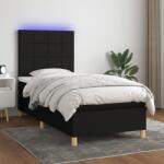 vidaXL fekete szövet rugós és LED-es ágy matraccal 80 x 200 cm (3135391)