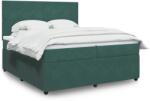 vidaXL sötétzöld bársony rugós ágy matraccal 200x200 cm (3292427)