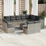 vidaXL 13 részes világosszürke polyrattan kerti ülőgarnitúra párnákkal (3250321)