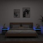 vidaXL 2 db szürke sonoma éjjeliszekrény LED-fényekkel 40x39x48, 5 cm (836795)