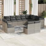 vidaXL 12 részes világosszürke polyrattan kerti ülőgarnitúra párnával (3250311)
