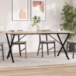 vidaXL tömör fenyőfa és acél étkezőasztal X-vázzal 180x90x75 cm (3282700)