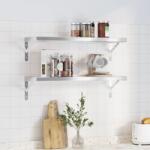 vidaXL 2 db ezüstszínű rozsdamentes acél fali polc 75 x 23, 5 cm (3214507)