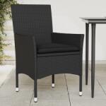 vidaXL 2 db fekete polyrattan kerti szék párnával (368109)