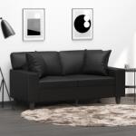 vidaXL 2 db fekete műbőr díszpárna 40 x 40 cm (349479)