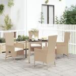 vidaXL 5 részes bézs polyrattan kerti étkezőgarnitúra párnákkal (3157568)