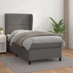 vidaXL szürke műbőr rugós ágy matraccal 90 x 200 cm (3128953)