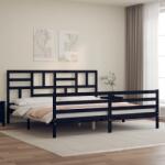 vidaXL fekete tömör fa ágykeret fejtámlával 200 x 200 cm (3194920)