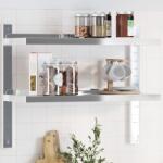 vidaXL 2 szintes ezüst rozsdamentes acél fali polc 75 x 23, 5 x 60 cm (30314) - vidaxl