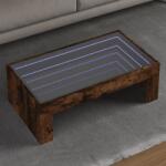 vidaXL füstös tölgy végtelen hatású LED-es dohányzóasztal 90x50x30 cm (847620) - vidaxl