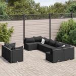 vidaXL 9 részes fekete polyrattan kerti ülőgarnitúra párnákkal (3308299)