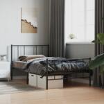 vidaXL fekete fém ágykeret fej- és lábtámlával 90 x 190 cm (352490)