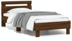 vidaXL barna tölgy színű ágykeret fejtámlával és LED-ekkel 75 x 190 cm (838756)