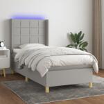 vidaXL világosszürke szövet rugós és LED-es ágy matraccal 90x190 cm (3138837)