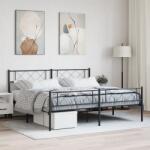 vidaXL fekete fém ágykeret fej- és lábtámlával 200 x 200 cm (372302)