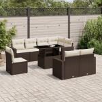 vidaXL 9 részes barna polyrattan kerti ülőgarnitúra párnákkal (3267413)