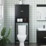 vidaXL BERG fekete tömör fa WC feletti tároló 60 x 27 x 164, 5 cm (358555) - vidaxl
