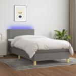 vidaXL sötétszürke szövet rugós és LED-es ágy matraccal 90x200 cm (3133606)