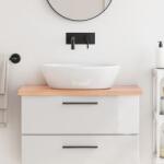 vidaXL világosbarna kezelt tömör fa fürdőszobai pult 80x30x(2-4) cm (3156114)