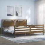 vidaXL mézbarna tömör fa ágykeret fejtámlával 200 x 200 cm (3194074)
