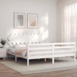 vidaXL fehér tömör fa ágykeret fejtámlával Super King Size (3195302)
