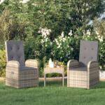 vidaXL 2 db szürke polyrattan dönthető kerti szék párnákkal (319539)