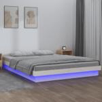 vidaXL fehér tömör fa ágykeret LED-világítással 140x190 cm (820018)