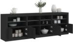 vidaXL fekete tálalószekrény LED-világítással 202x37x67 cm (3209010) - vidaxl