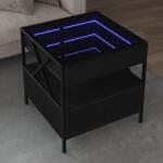 vidaXL fekete végtelen hatású LED-es dohányzóasztal 50 x 50 x 51 cm (847712) - vidaxl