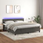 vidaXL sötétszürke bársony rugós és LED-es ágy matraccal 180x200 cm (3134298)