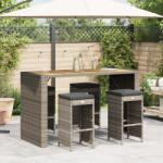 vidaXL 4 db szürke polyrattan kerti bárszék párnával (368690) - vidaxl