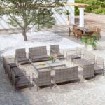 vidaXL 16 részes szürke polyrattan kerti ülőgarnitúra párnákkal (3095968)