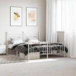 vidaXL fehér fém ágykeret fej- és lábtámlával 160x200 cm (374409)